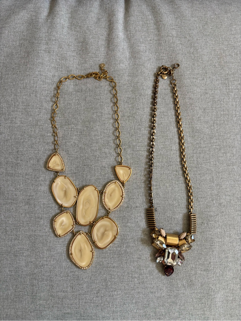 J. Crew Gold-Tone Necklace with Beige Stone Cluster